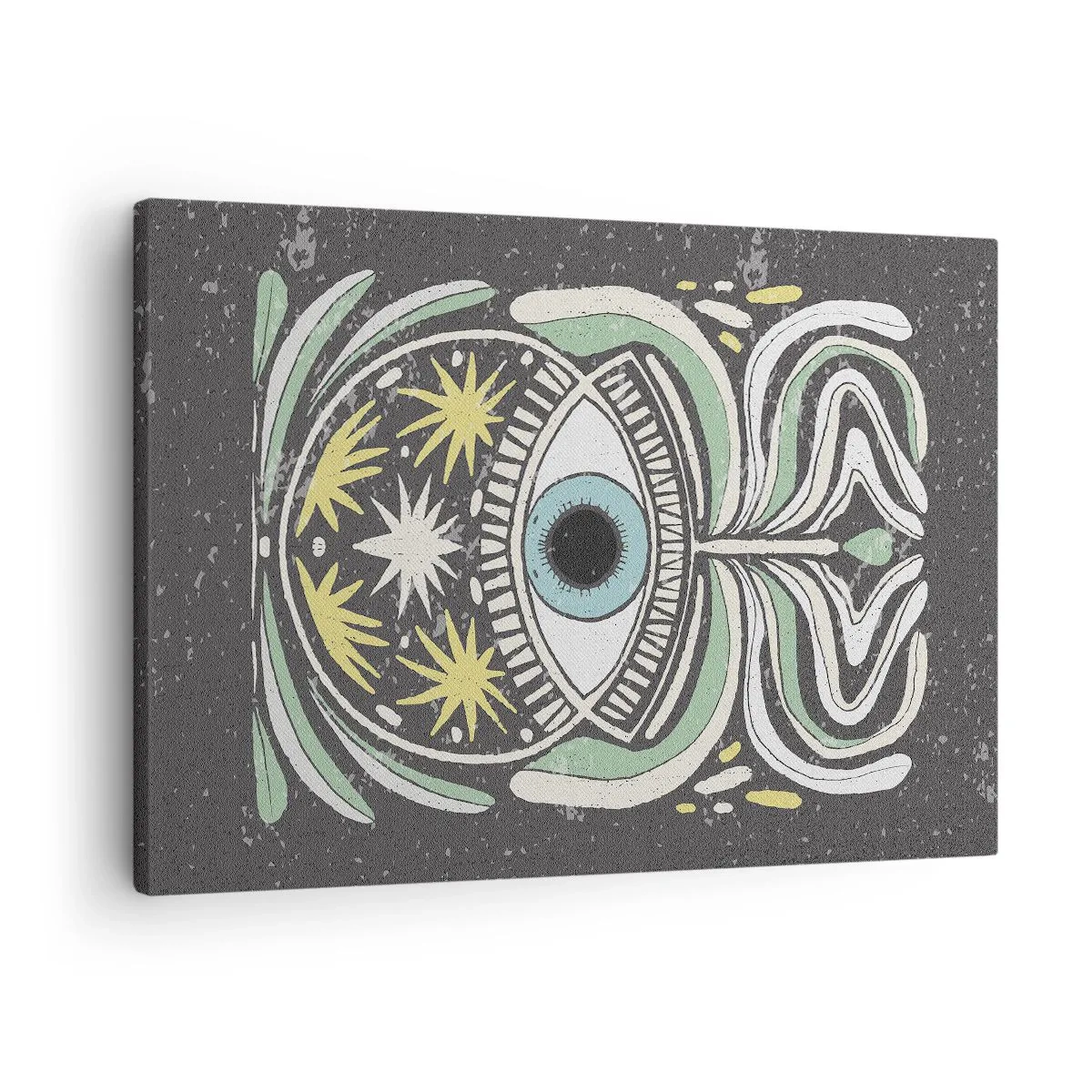 Bild auf Leinwand - Leinwandbild - Ein symbolisches Auge, umgeben von abstrakten Mustern - 70x50cm - Stammesrituale - Moderne Wanddekoration für Wohnzimmer und Schlafzimmer ARTTOR