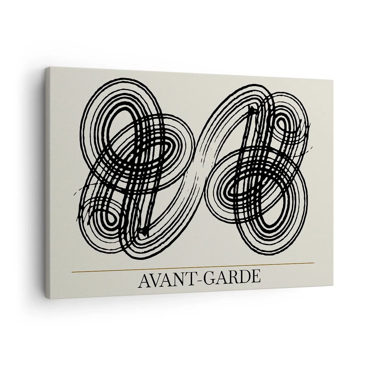 Bild auf Leinwand - Leinwandbild - Abstrakte schwarze Linien auf hellem Hintergrund im Avantgarde-Stil. - 70x50cm - Es kam spontan heraus - Moderne Wanddekoration für Wohnzimmer und Schlafzimmer ARTTOR