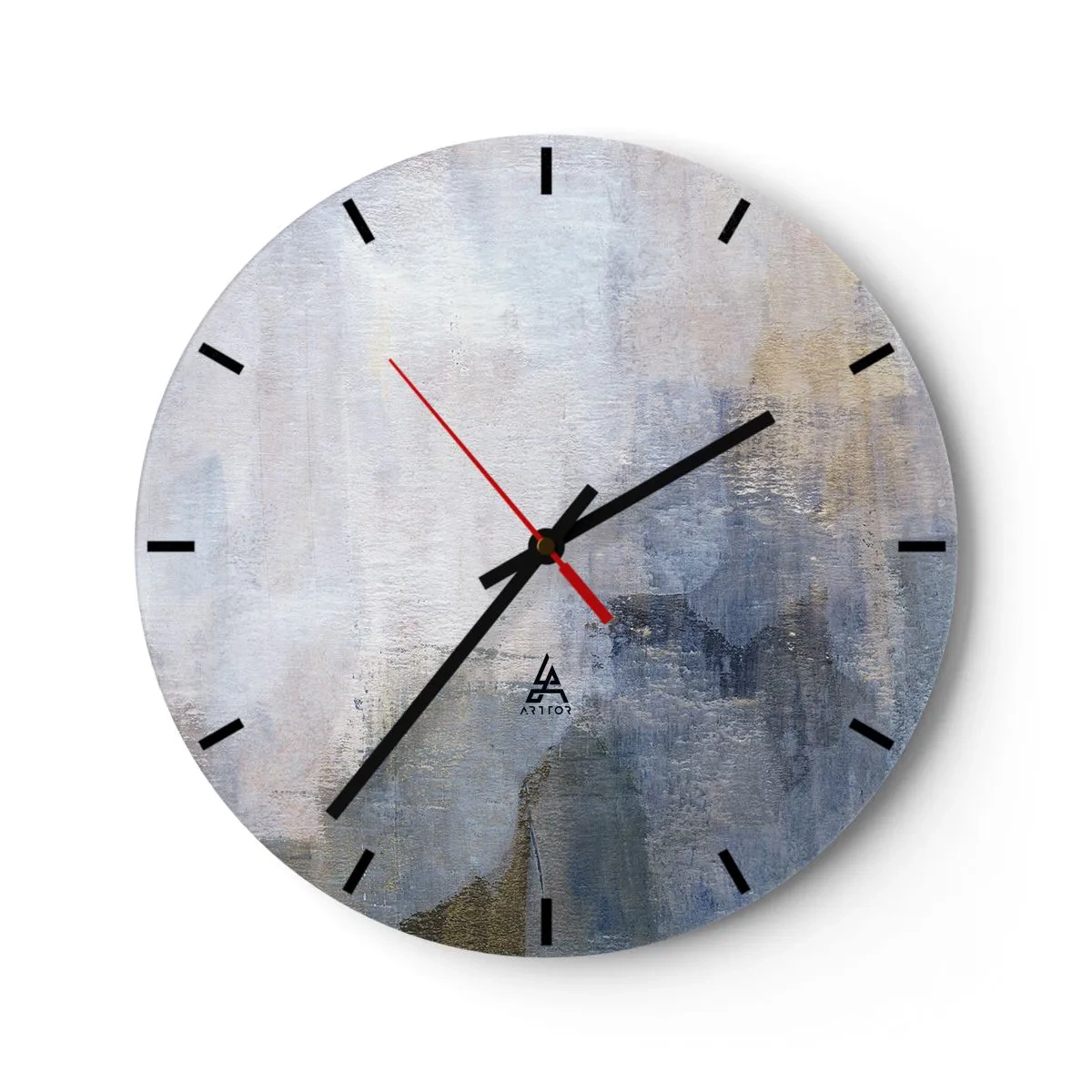 Wanduhr - Glasuhr - Abstrakte Komposition in Blau- und Grautönen - 30x30cm - Farbtöne und Akkorde - Moderne Wanddekoration für Wohnzimmer, Küche und Schlafzimmer ARTTOR