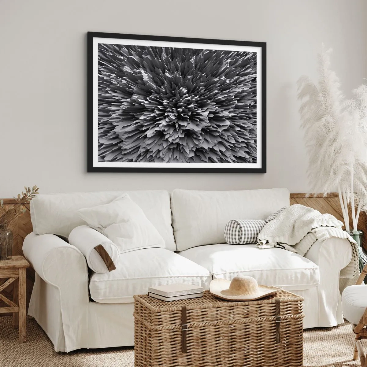 Poster in einem schwarzem Rahmen - Abstrakte Struktur in Grautönen - 70x50cm - Härter kann es nicht werden - Moderne Wanddekoration für Wohnzimmer und Schlafzimmer ARTTOR