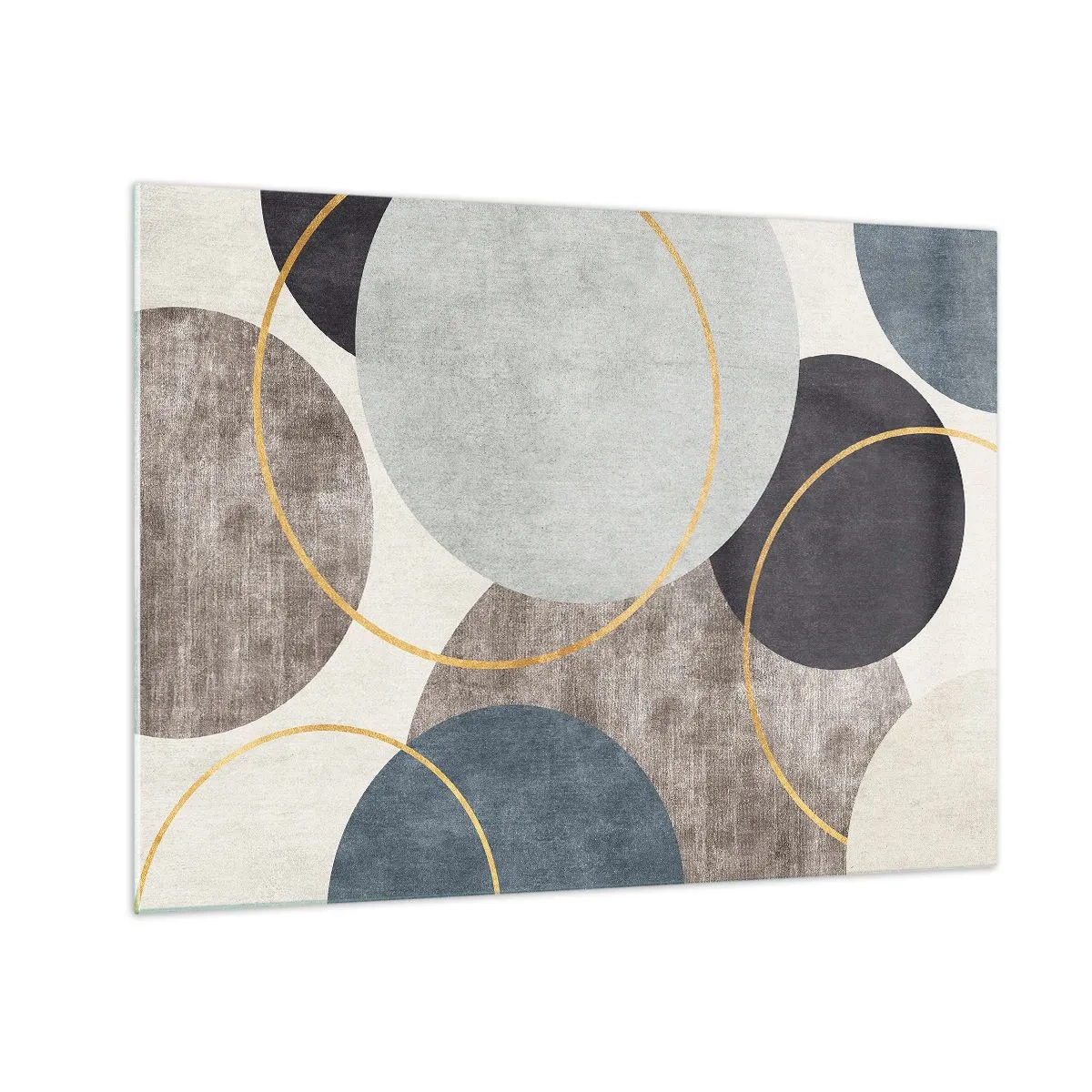 Glasbild - Bild auf glas - Eine Komposition aus Kreisen in gedämpften Farben - 70x50cm - Rad für Rad - Moderne Wanddekoration für Wohnzimmer und Schlafzimmer ARTTOR