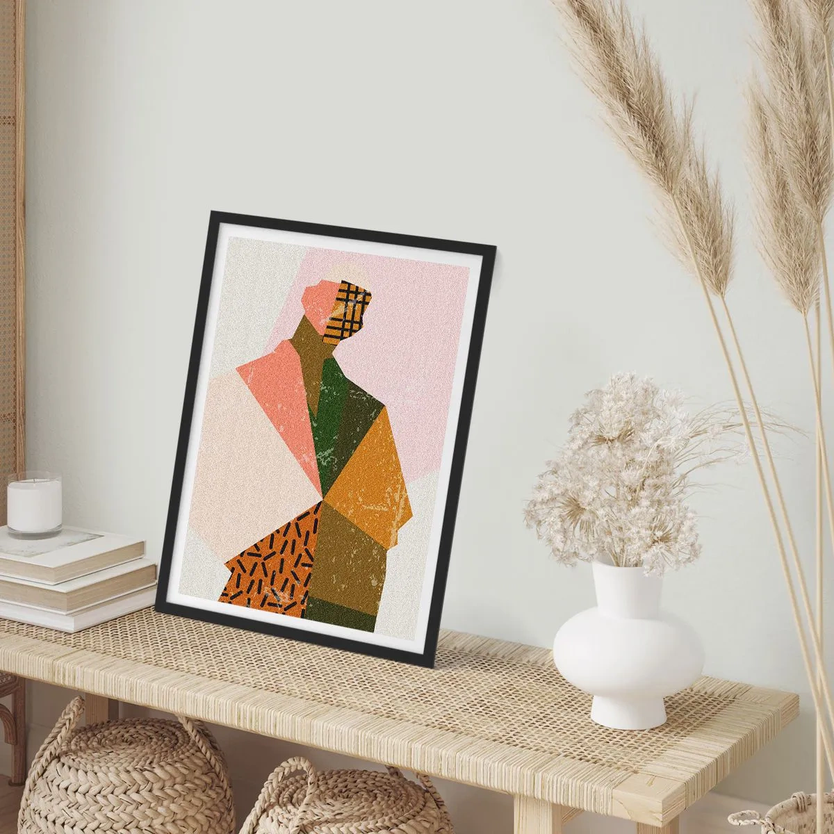 Poster in einem schwarzem Rahmen - Abstrakte Silhouette in geometrischen Formen - 50x70cm - Mensch – ein komplexes Wesen - Moderne Wanddekoration für Wohnzimmer und Schlafzimmer ARTTOR