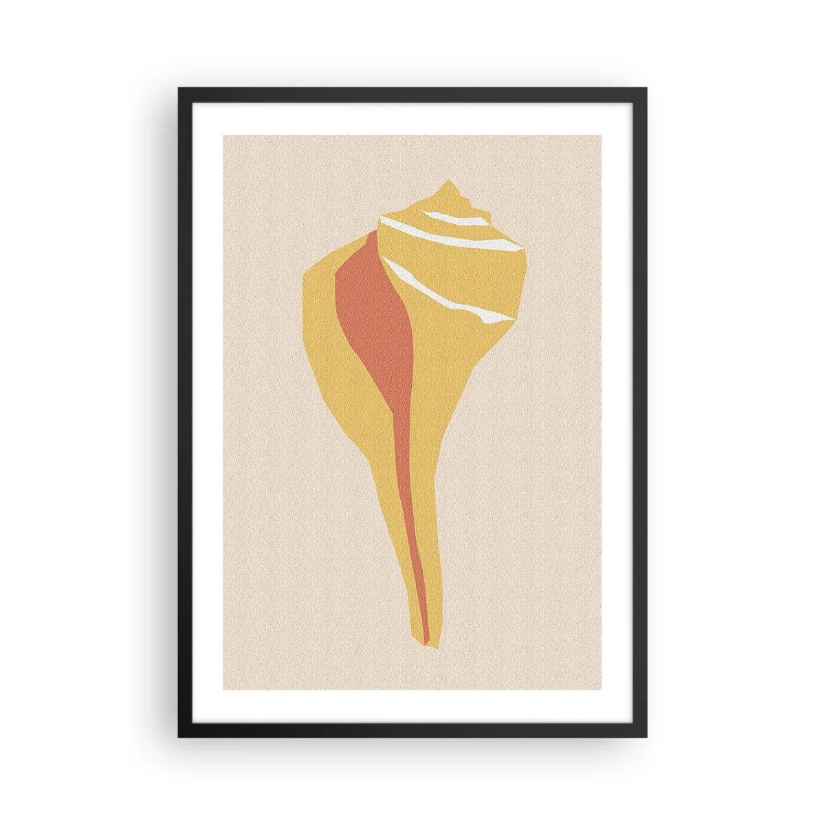 Poster in einem schwarzem Rahmen - Minimalistische Muschelgrafiken in warmen Farben - 50x70cm - Organische Abstraktion – Wachstum - Moderne Wanddekoration für Wohnzimmer und Schlafzimmer ARTTOR
