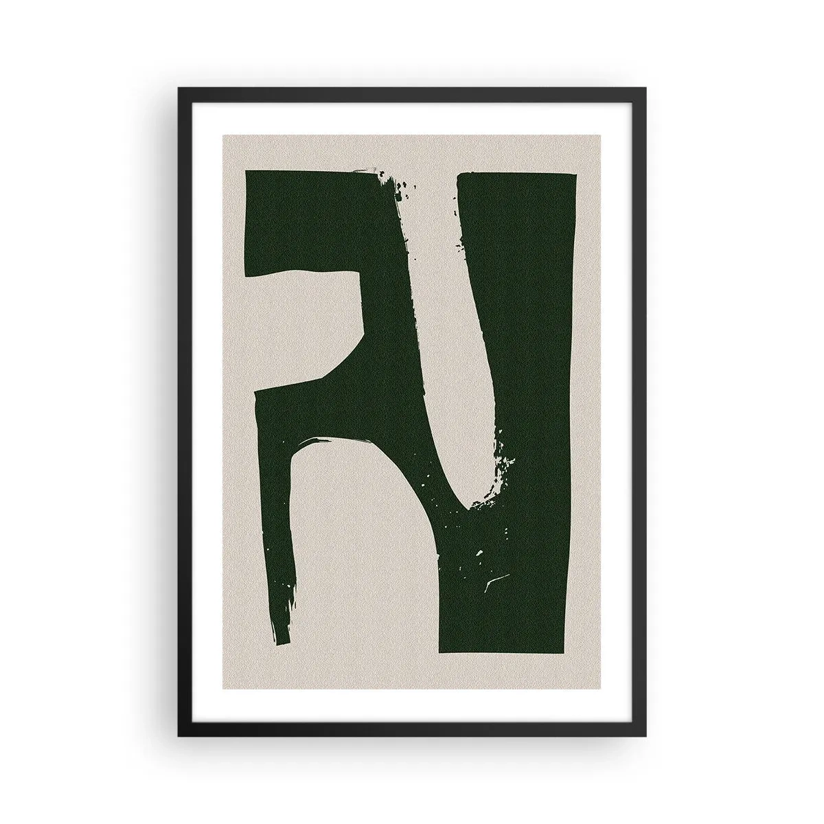 Poster in einem schwarzem Rahmen - Minimalistische Abstraktion in Grün und Beige - 50x70cm - Weiße Buchten - Moderne Wanddekoration für Wohnzimmer und Schlafzimmer ARTTOR