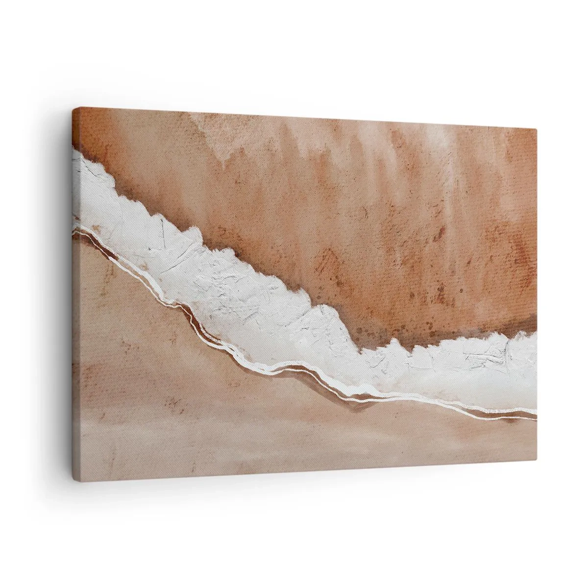 Bild auf Leinwand - Leinwandbild - Sandstruktur mit weißen Akzenten - 70x50cm - In Farben der Erde - Moderne Wanddekoration für Wohnzimmer und Schlafzimmer ARTTOR