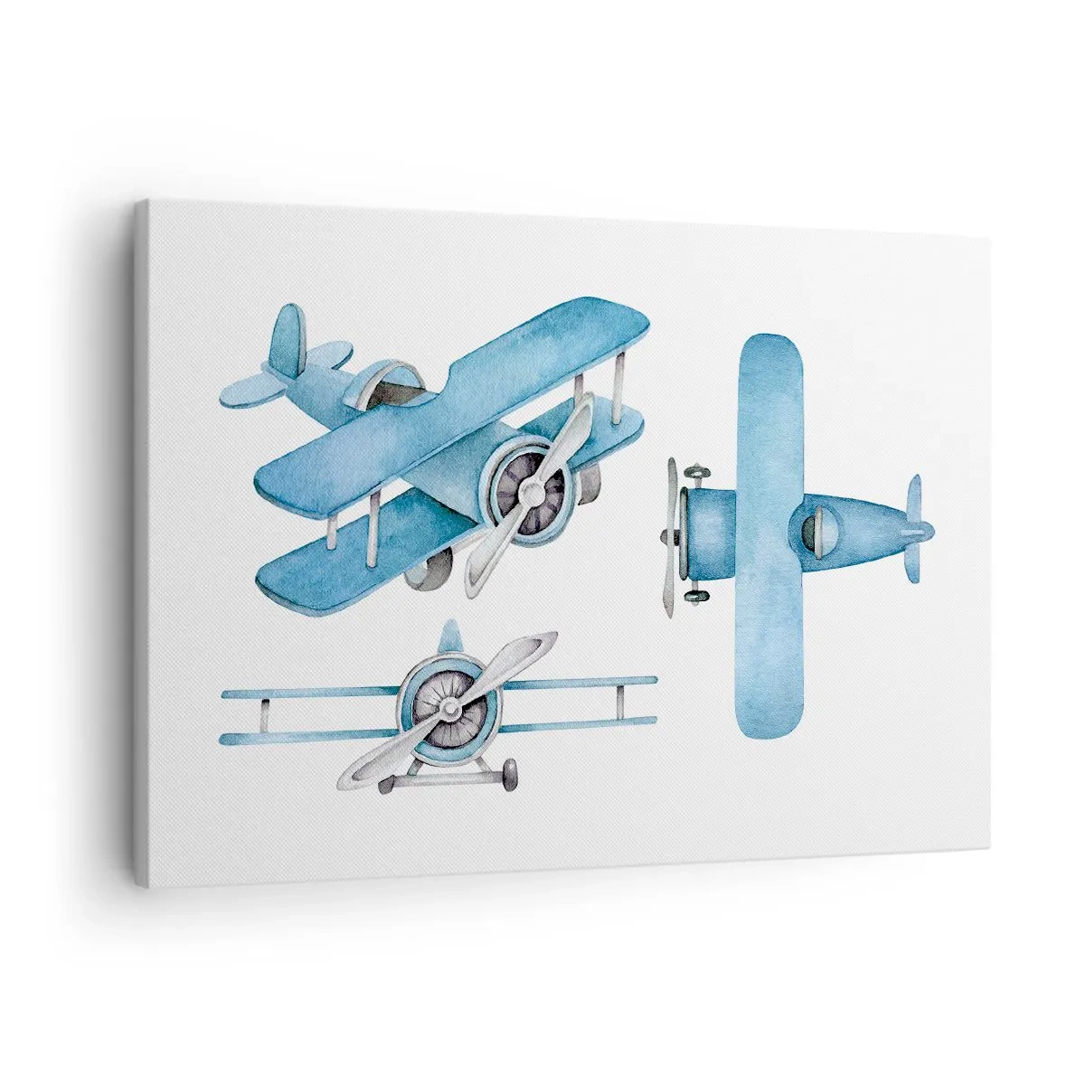Bild auf Leinwand - Leinwandbild - Blaue Retro-Flugzeuge - 70x50cm - Geboren um zu gewinnen - Moderne Wanddekoration für Wohnzimmer und Schlafzimmer ARTTOR
