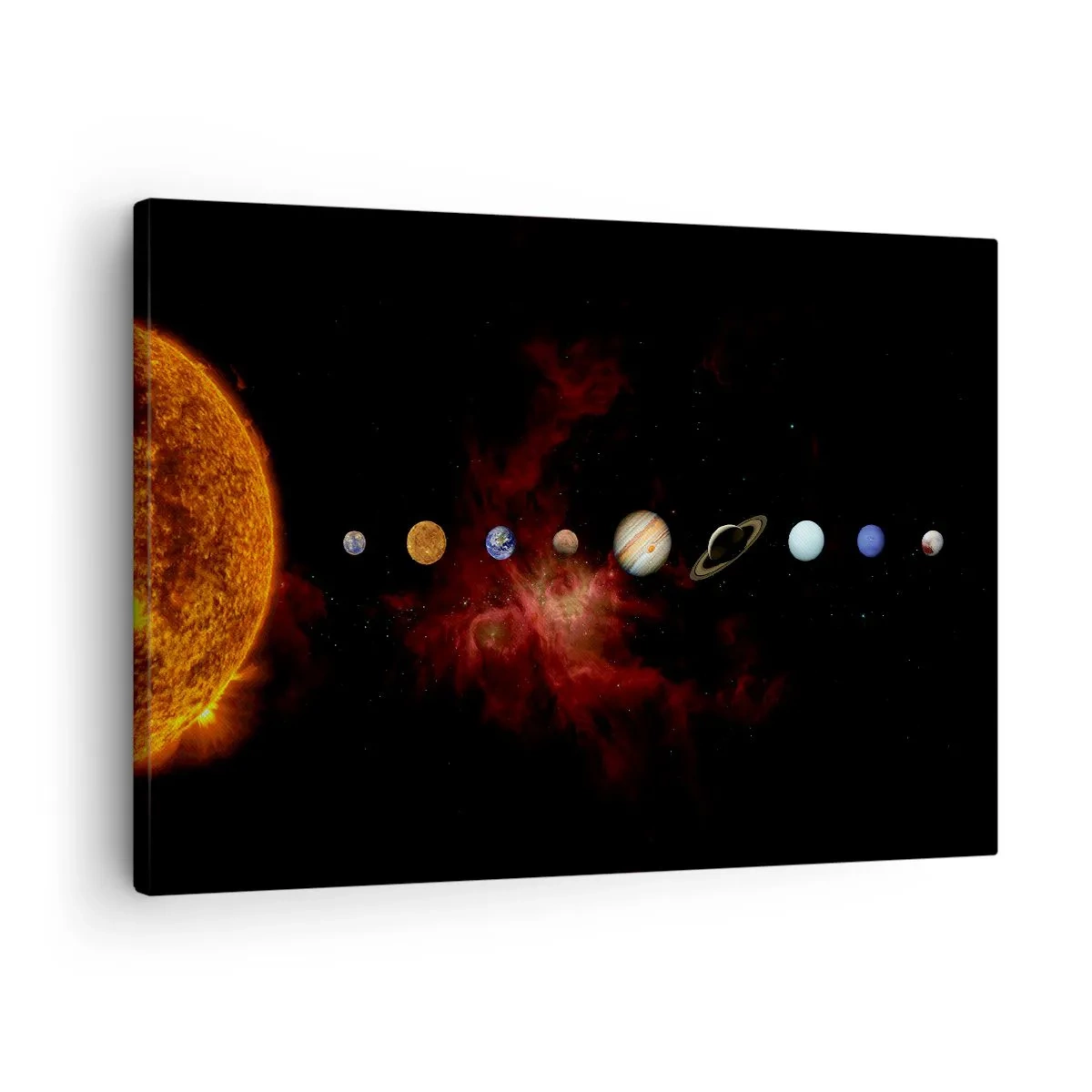 Bild auf Leinwand - Leinwandbild - Das Sonnensystem mit Planeten vor dem Hintergrund des Weltraums - 70x50cm - Unsere Nachbarschaft - Moderne Wanddekoration für Wohnzimmer und Schlafzimmer ARTTOR