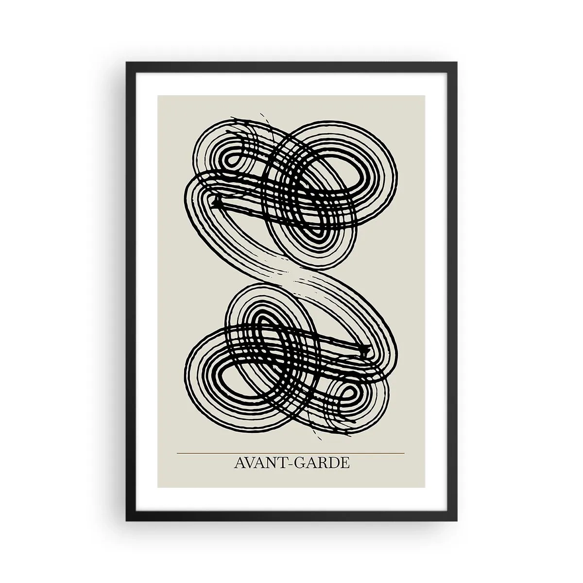 Poster in einem schwarzem Rahmen - Abstrakte Komposition avantgardistischer Linien - 50x70cm - Es kam spontan heraus - Moderne Wanddekoration für Wohnzimmer und Schlafzimmer ARTTOR