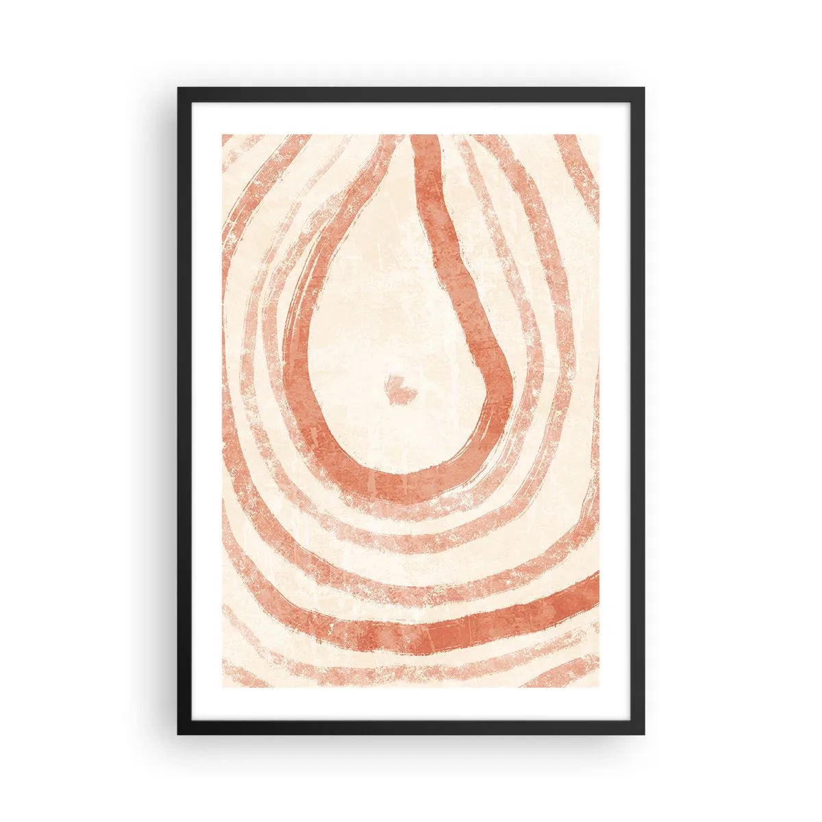 Poster in einem schwarzem Rahmen - Ein abstraktes Muster in warmen, erdigen Farben. - 50x70cm - Korallenkreise – Komposition - Moderne Wanddekoration für Wohnzimmer und Schlafzimmer ARTTOR