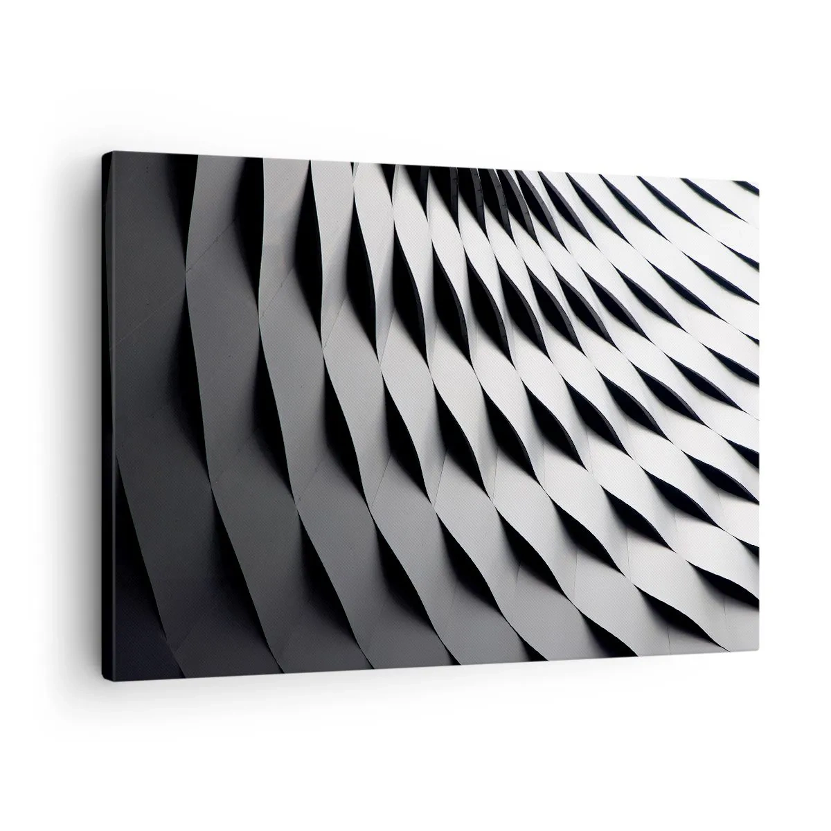 Bild auf Leinwand - Leinwandbild - Abstraktes geometrisches Muster in Schwarz-Weiß-Tönen - 70x50cm - Auf der Oberfläche der Wellen - Moderne Wanddekoration für Wohnzimmer und Schlafzimmer ARTTOR
