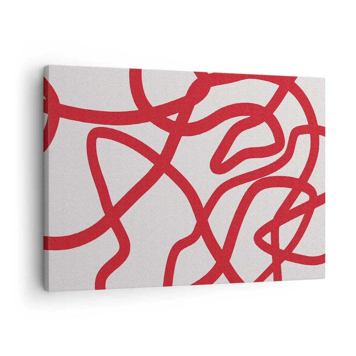 Bild auf Leinwand - Leinwandbild - Rote abstrakte Linien auf weißem Hintergrund - 70x50cm - Rot auf Weiß - Moderne Wanddekoration für Wohnzimmer und Schlafzimmer ARTTOR