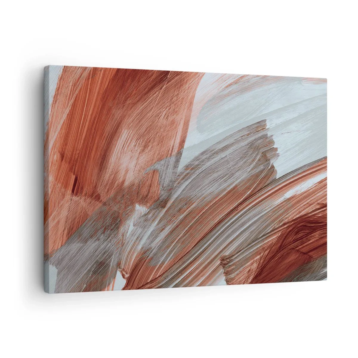 Bild auf Leinwand - Leinwandbild - Abstrakte Pinselstriche in Kupfer- und Grautönen - 70x50cm - Herbst und windige Abstraktion - Moderne Wanddekoration für Wohnzimmer und Schlafzimmer ARTTOR