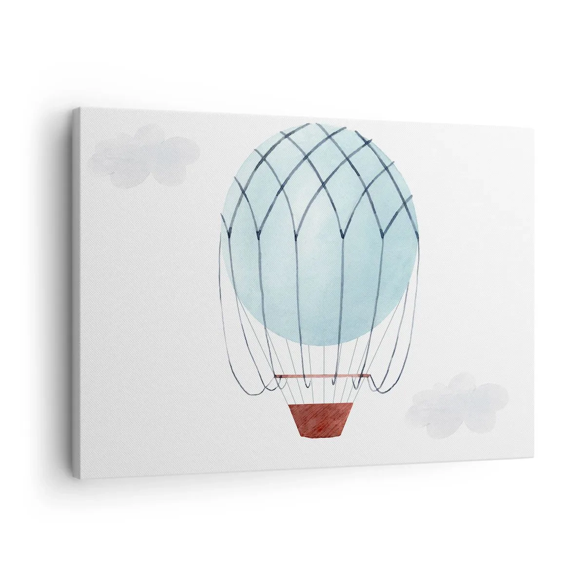 Bild auf Leinwand - Leinwandbild - Ein handbemalter Ballon vor dem Hintergrund zarter Wolken. - 70x50cm - Ganz in den Wolken - Moderne Wanddekoration für Wohnzimmer und Schlafzimmer ARTTOR
