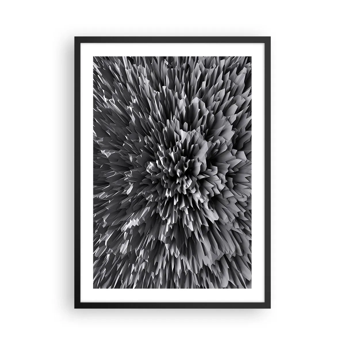 Poster in einem schwarzem Rahmen - Schwarz-weiße abstrakte Komposition mit geometrischen Formen - 50x70cm - Härter kann es nicht werden - Moderne Wanddekoration für Wohnzimmer und Schlafzimmer ARTTOR