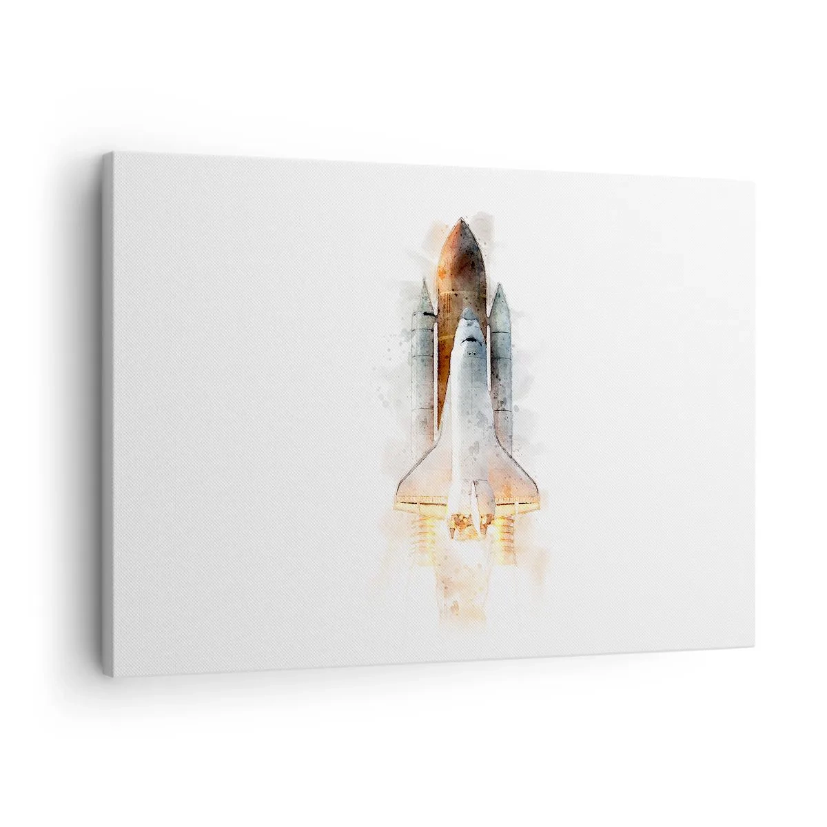 Bild auf Leinwand - Leinwandbild - Eine künstlerische Aquarell-Interpretation eines startenden Space Shuttles - 70x50cm - Entdecker für den Anfang - Moderne Wanddekoration für Wohnzimmer und Schlafzimmer ARTTOR