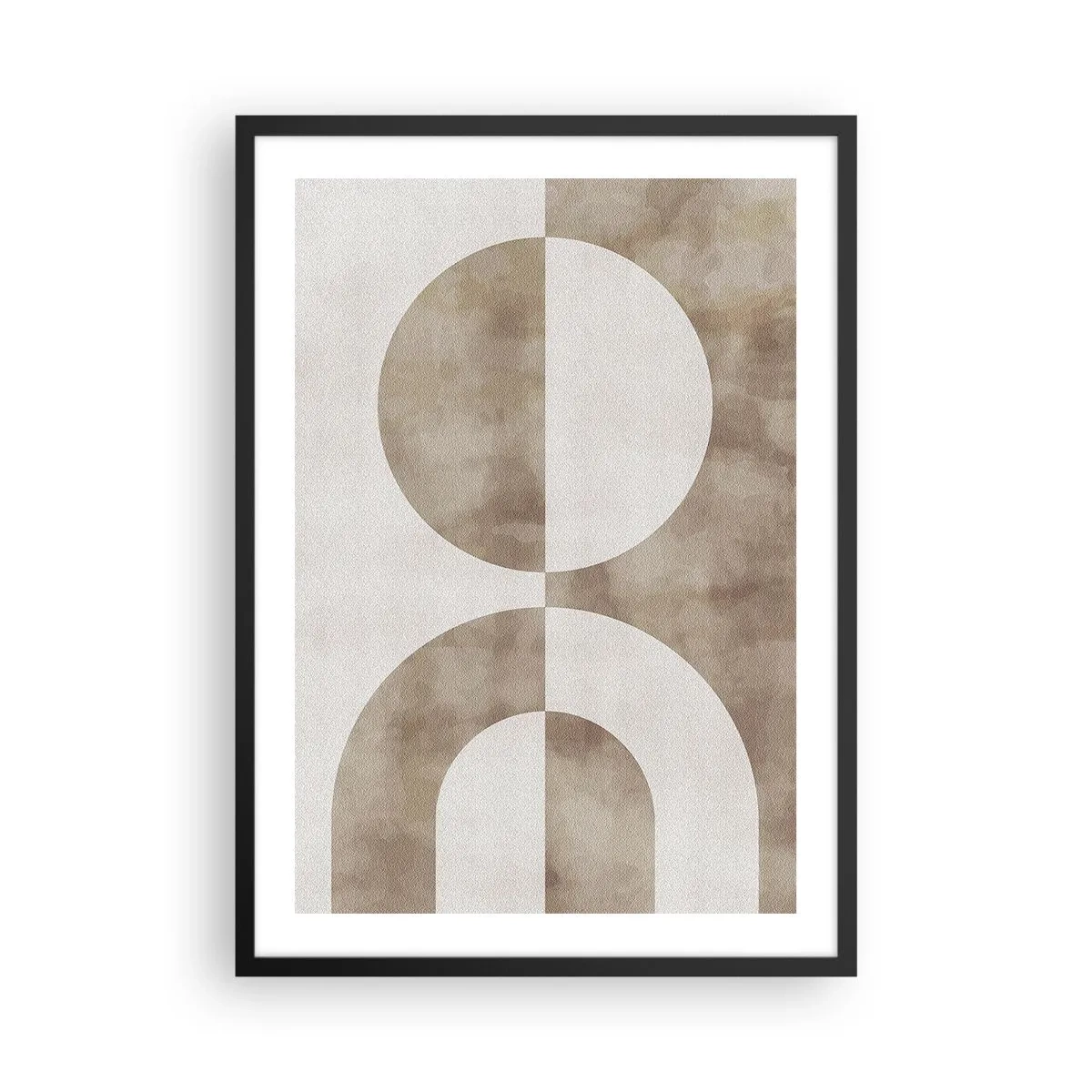 Poster in einem schwarzem Rahmen - Geometrische Abstraktion in warmen Beigetönen - 50x70cm - Ähnlichkeiten und Unterschiede - Moderne Wanddekoration für Wohnzimmer und Schlafzimmer ARTTOR