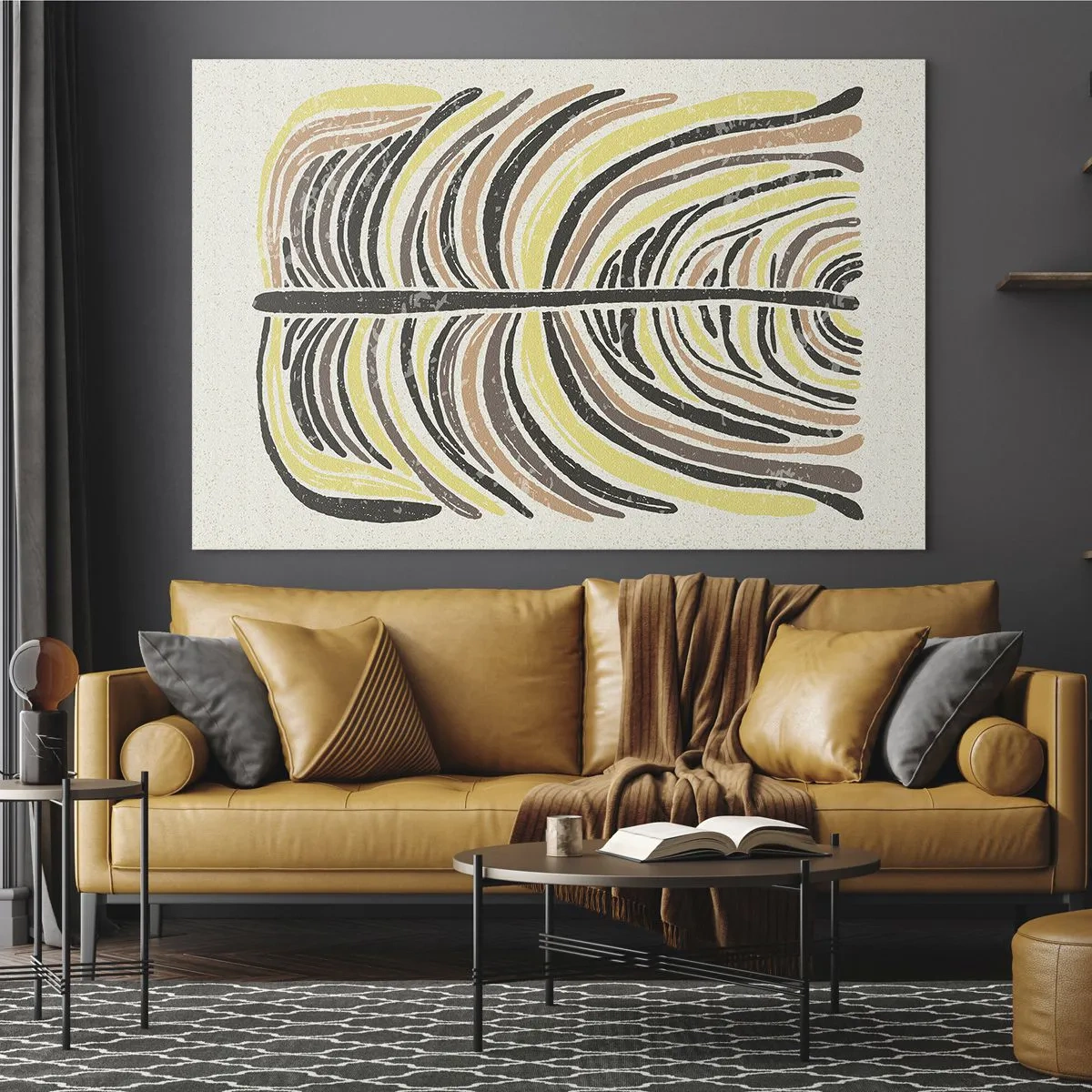 Glasbild - Bild auf glas - Organische Abstraktion in warmen Erdtönen auf hellem Hintergrund - 70x50cm - Abstraktion voller Leben - Moderne Wanddekoration für Wohnzimmer und Schlafzimmer ARTTOR