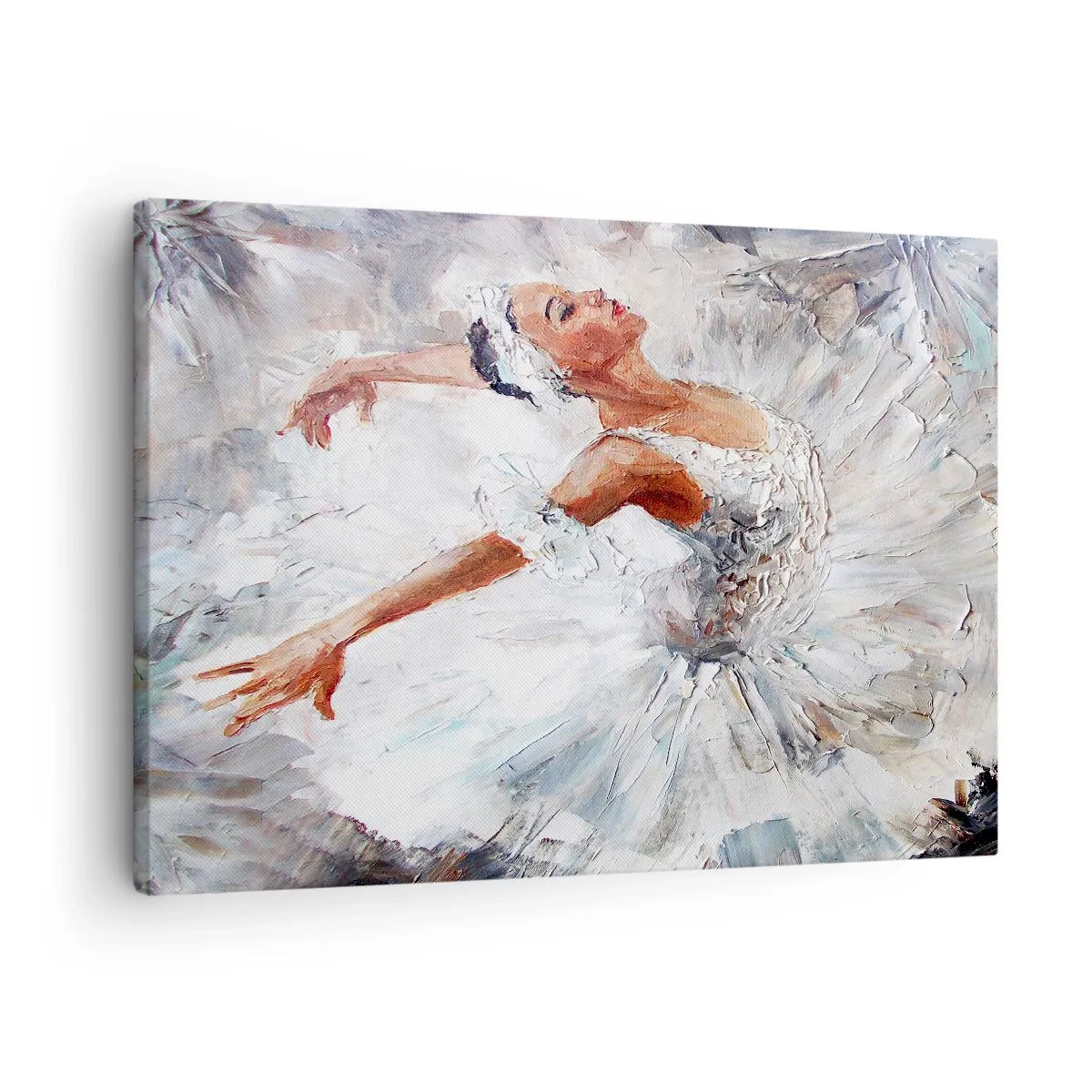 Bild auf Leinwand - Leinwandbild - Eine Ballerina in einem weißen Kleid tanzt - 70x50cm - Zart und leicht wie Tüll - Moderne Wanddekoration für Wohnzimmer und Schlafzimmer ARTTOR