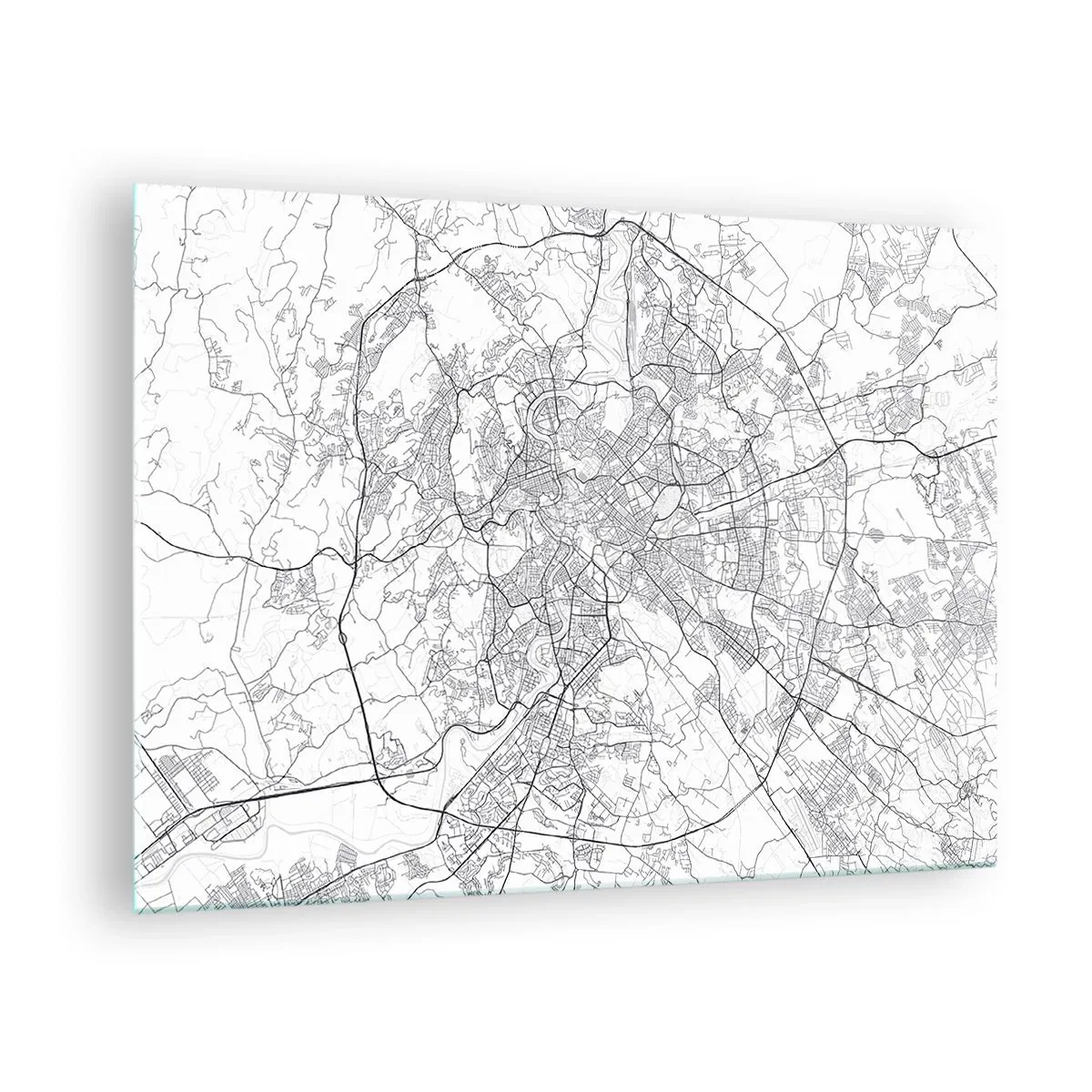 Glasbild - Bild auf glas - Karte von Rom mit einem klaren kreisförmigen Straßenverlauf - 70x50cm - Römischer Kreis - Moderne Wanddekoration für Wohnzimmer und Schlafzimmer ARTTOR