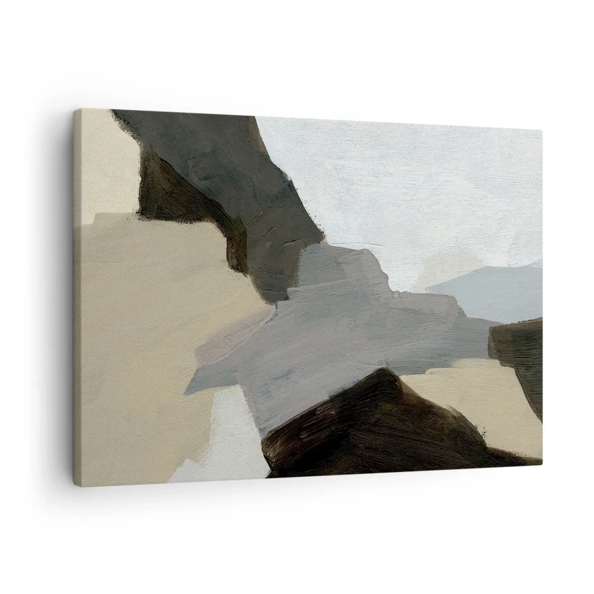 Bild auf Leinwand - Leinwandbild - Abstrakte Formen in Beige-, Braun- und Grautönen - 70x50cm - Abstraktion: Scheideweg des Graus - Moderne Wanddekoration für Wohnzimmer und Schlafzimmer ARTTOR