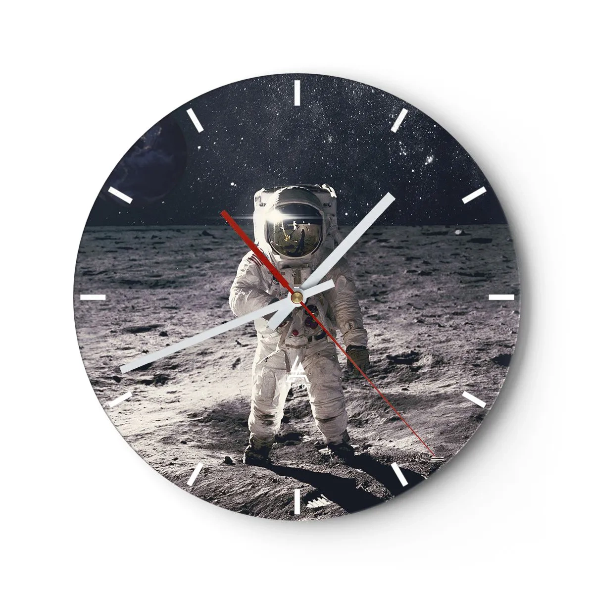 Wanduhr - Glasuhr - Astronaut auf der Mondoberfläche - 30x30cm - Grüße vom Mond - Moderne Wanddekoration für Wohnzimmer, Küche und Schlafzimmer ARTTOR