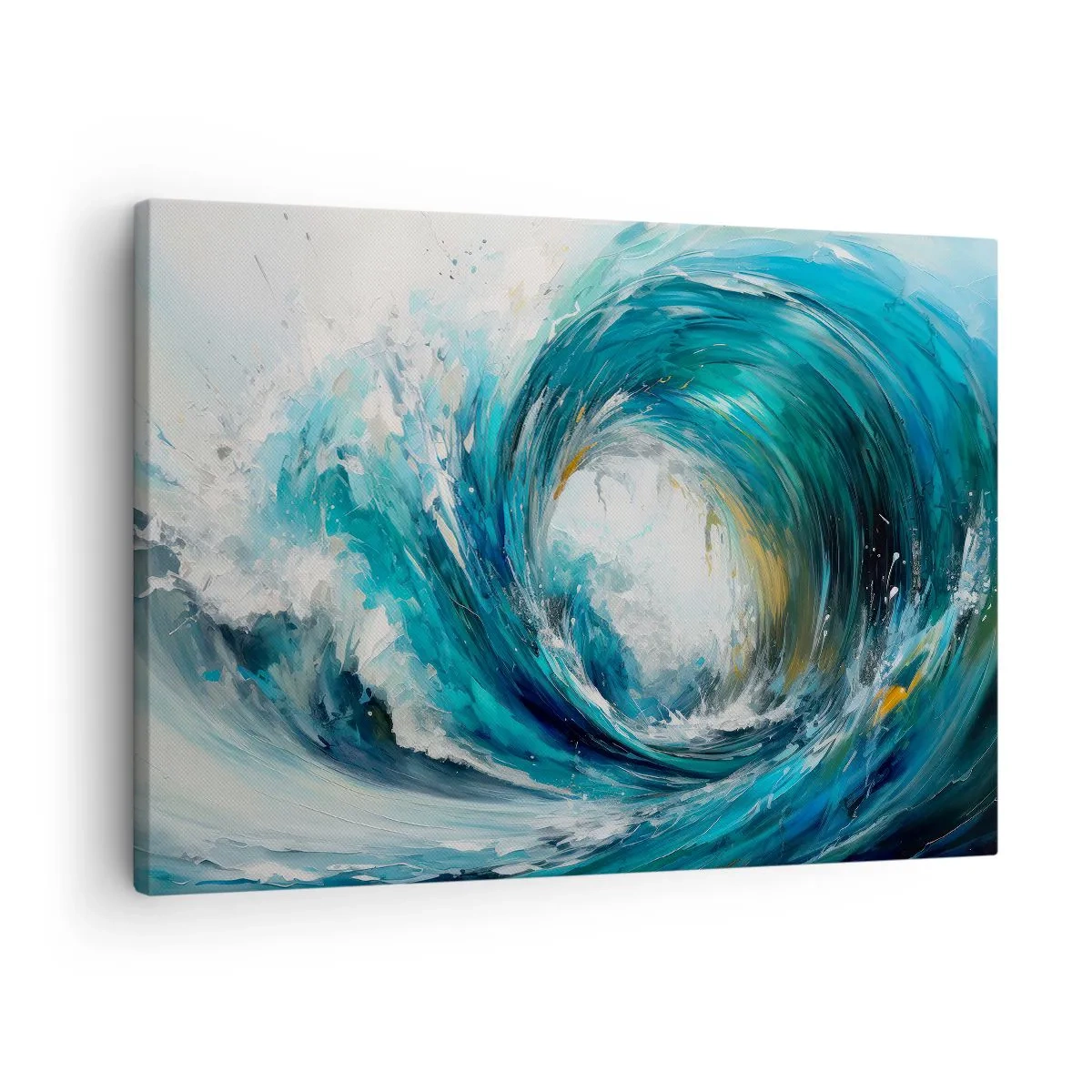 Bild auf Leinwand - Leinwandbild - Eine dynamische Welle in Blau- und Türkistönen - 70x50cm - Meeresportal - Moderne Wanddekoration für Wohnzimmer und Schlafzimmer ARTTOR