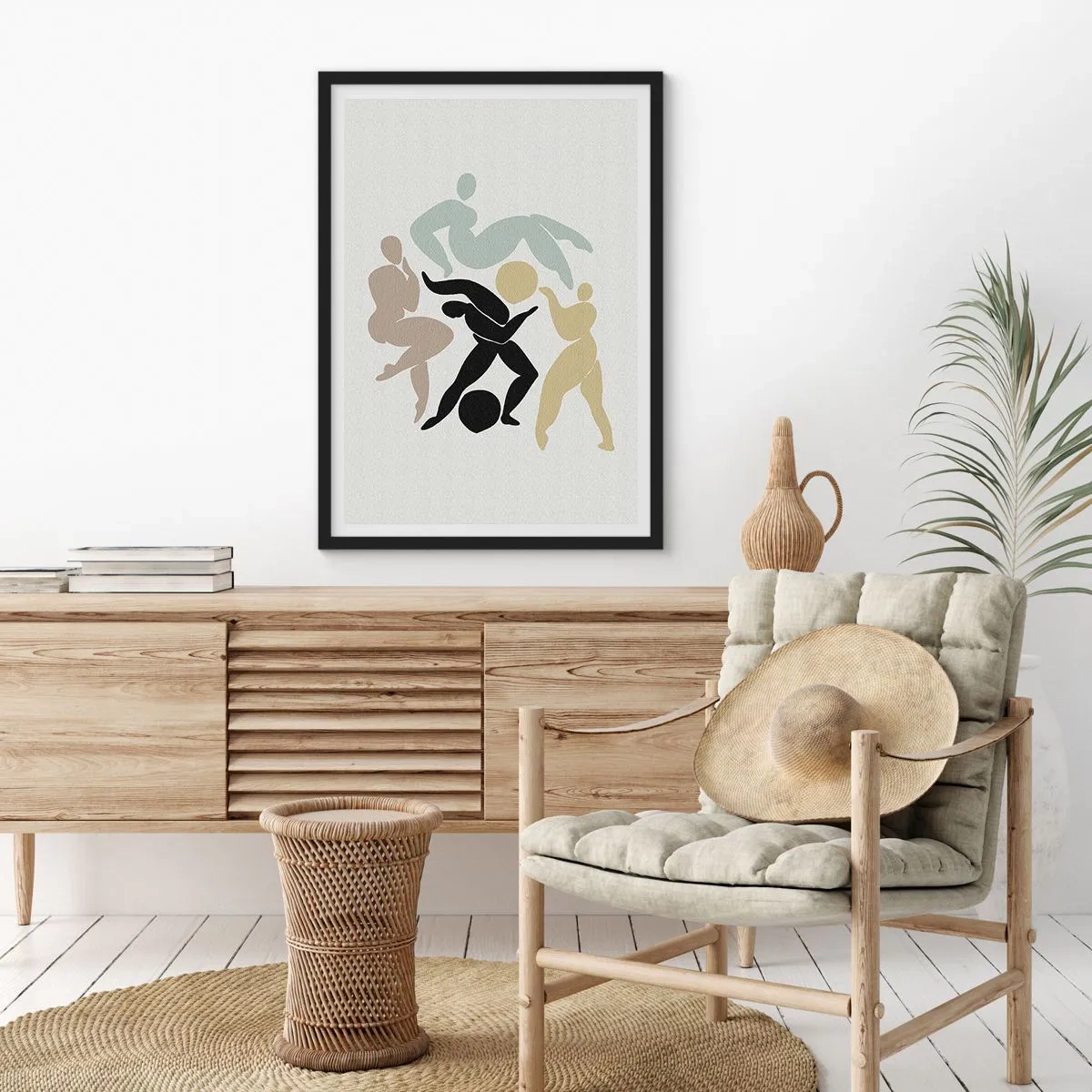 Poster in einem schwarzem Rahmen - Abstrakte Silhouetten von Figuren in dynamischer Bewegung - 50x70cm - Bewegung für Gesundheit und Schönheit - Moderne Wanddekoration für Wohnzimmer und Schlafzimmer ARTTOR