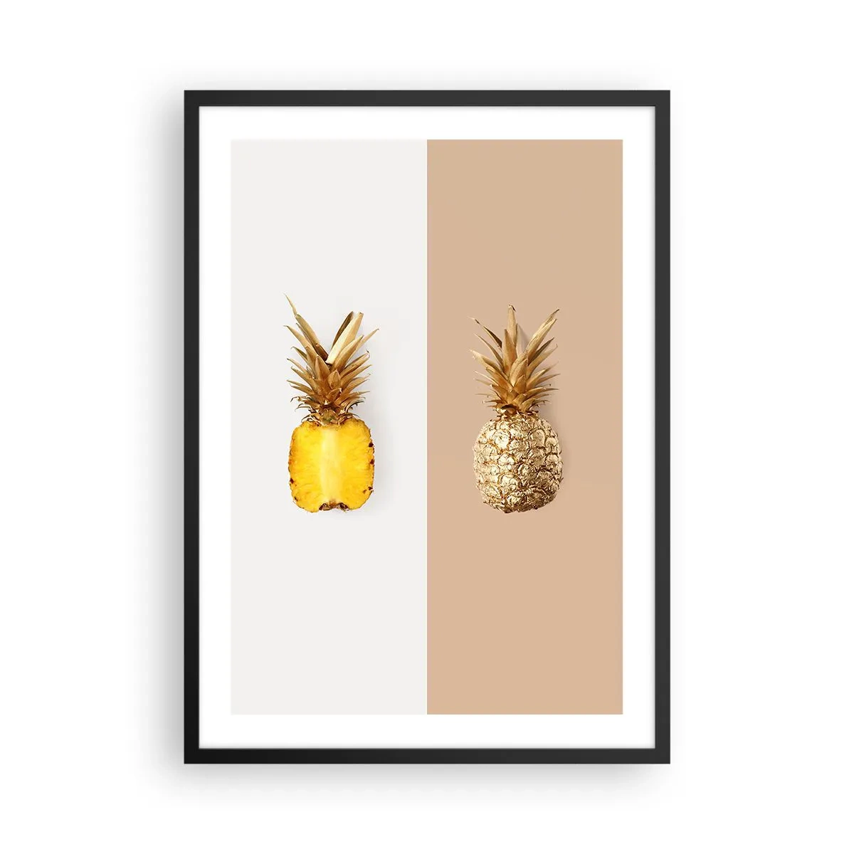 Poster in einem schwarzem Rahmen - Eine minimalistische Komposition aus zwei Ananas - 50x70cm - Ananas für uns - Moderne Wanddekoration für Wohnzimmer und Schlafzimmer ARTTOR