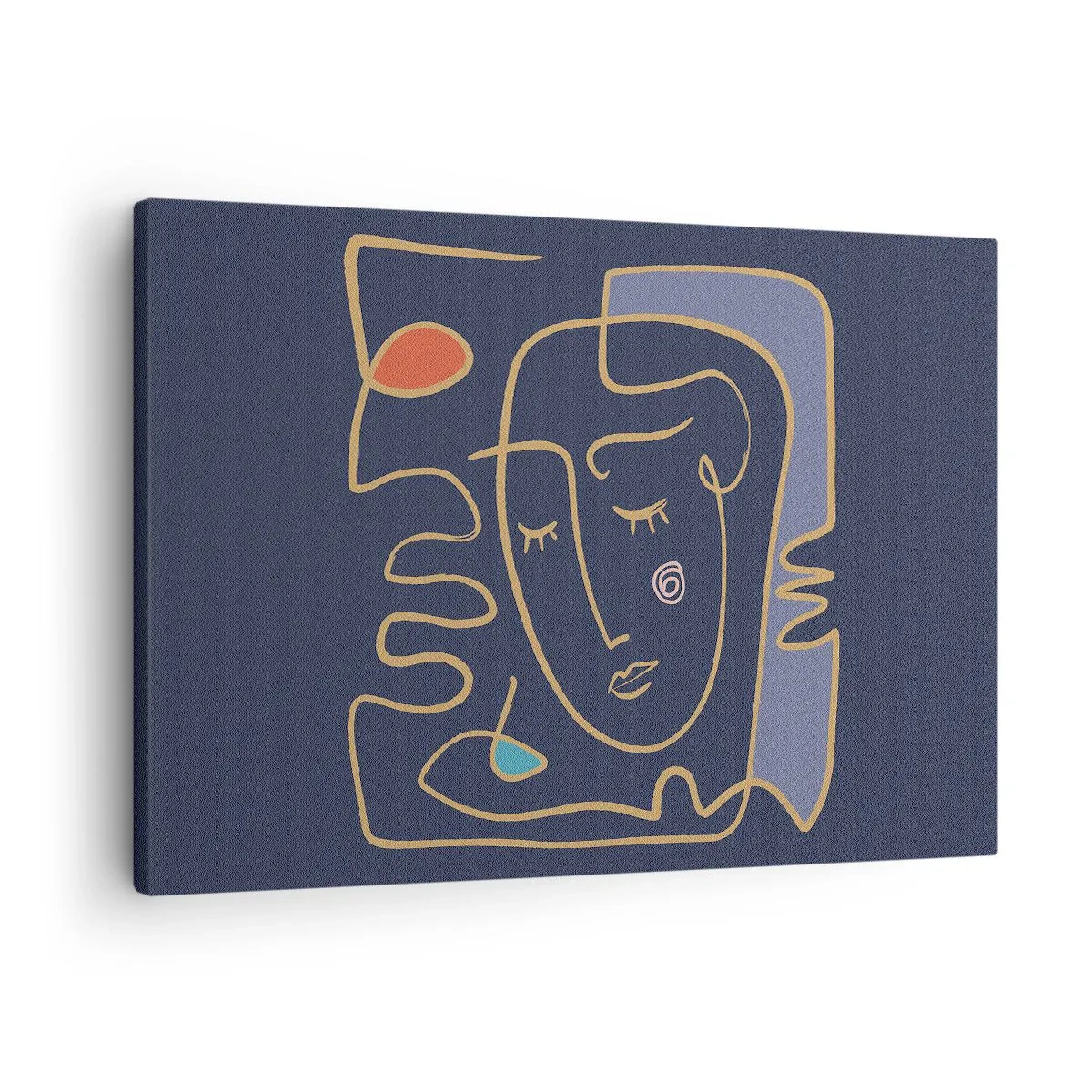 Bild auf Leinwand - Leinwandbild - Abstraktes Gesichtsporträt im minimalistischen Stil - 70x50cm - In Gedanken - Moderne Wanddekoration für Wohnzimmer und Schlafzimmer ARTTOR