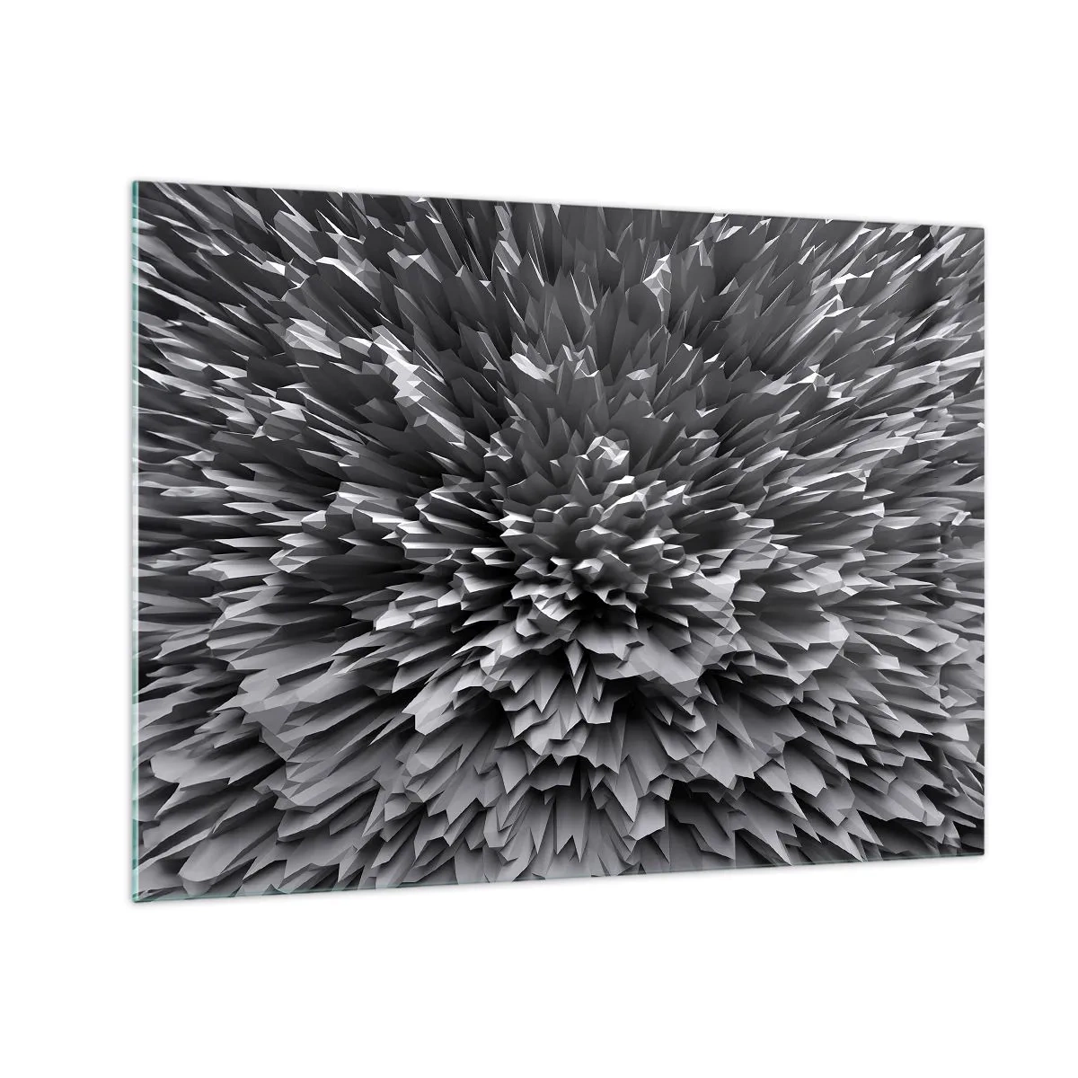Glasbild - Bild auf glas - Abstrakte schwarz-weiße 3D-Struktur mit scharfen Kanten - 70x50cm - Härter kann es nicht werden - Moderne Wanddekoration für Wohnzimmer und Schlafzimmer ARTTOR