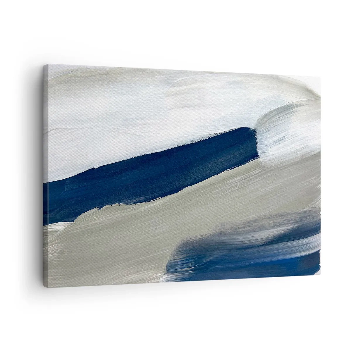 Bild auf Leinwand - Leinwandbild - Abstrakte Pinselstriche in Blau- und Grautönen - 70x50cm - Begegnung mit dem Weißsein - Moderne Wanddekoration für Wohnzimmer und Schlafzimmer ARTTOR
