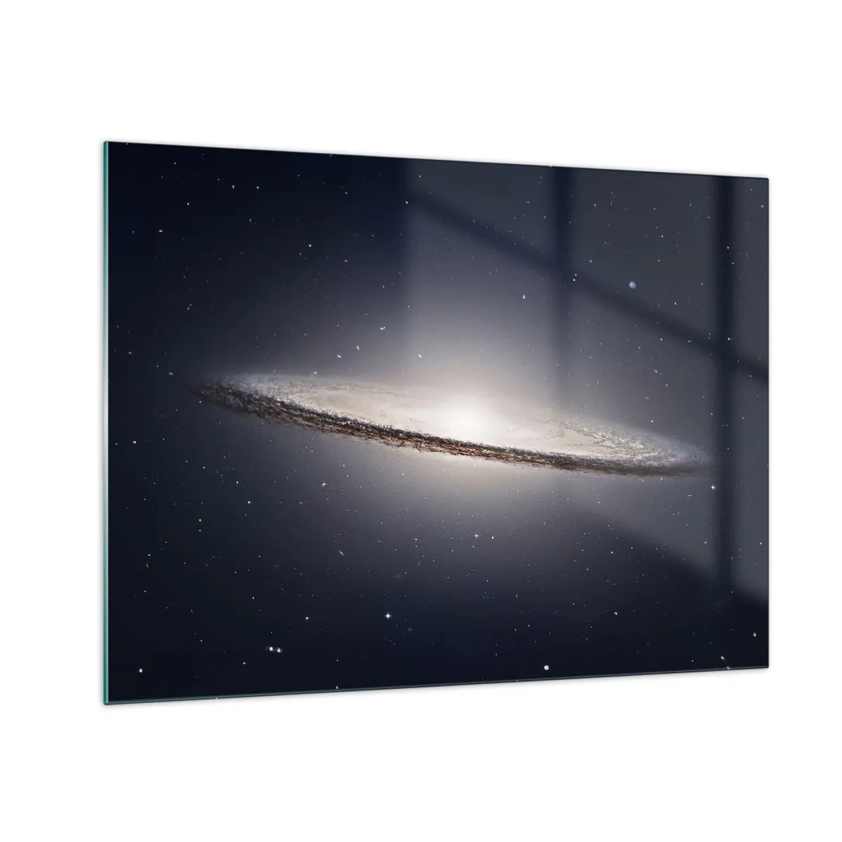 Glasbild - Bild auf glas - Eine im Weltraum schwebende Spiralgalaxie - 70x50cm - Vor langer Zeit in einer weit entfernten Galaxie ... - Moderne Wanddekoration für Wohnzimmer und Schlafzimmer ARTTOR