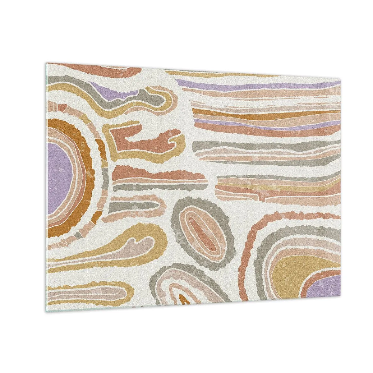 Glasbild - Bild auf glas - Bunte abstrakte Formen, die an mineralische Querschnitte erinnern - 70x50cm - Bunte Querschnitte - Moderne Wanddekoration für Wohnzimmer und Schlafzimmer ARTTOR