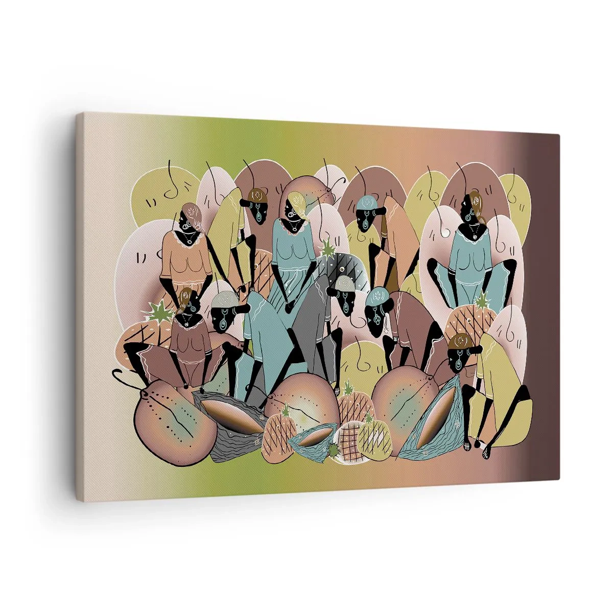 Bild auf Leinwand - Leinwandbild - Eine farbenfrohe abstrakte Komposition, inspiriert von der afrikanischen Kultur - 70x50cm - Ein toller Urlaub steht bevor - Moderne Wanddekoration für Wohnzimmer und Schlafzimmer ARTTOR