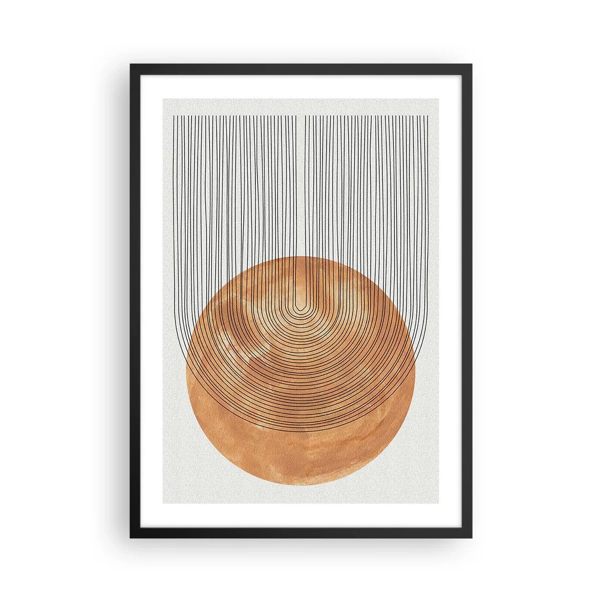 Poster in einem schwarzem Rahmen - Geometrische Abstraktion in Erdtönen - 50x70cm - SonnenKomposition - Moderne Wanddekoration für Wohnzimmer und Schlafzimmer ARTTOR