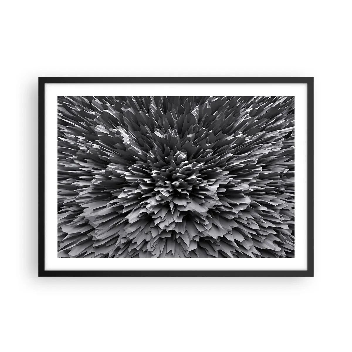 Poster in einem schwarzem Rahmen - Abstrakte Struktur in Grautönen - 70x50cm - Härter kann es nicht werden - Moderne Wanddekoration für Wohnzimmer und Schlafzimmer ARTTOR
