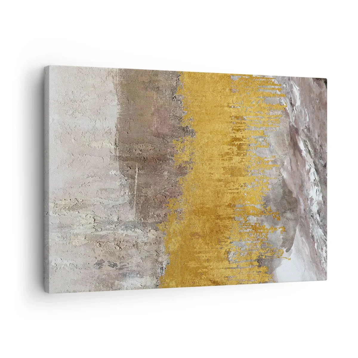 Bild auf Leinwand - Leinwandbild - Abstraktes Muster in Gold und Beige - 70x50cm - Goldene Explosion - Moderne Wanddekoration für Wohnzimmer und Schlafzimmer ARTTOR