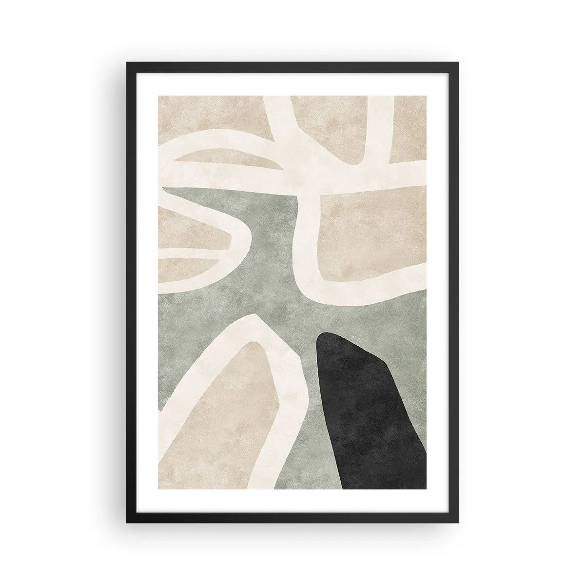 Poster in einem schwarzem Rahmen - Abstrakte Farbharmonie - 50x70cm - Komposition mit schwarzem Motiv - Moderne Wanddekoration für Wohnzimmer und Schlafzimmer ARTTOR