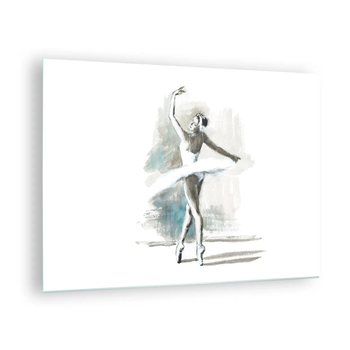 Glasbild - Bild auf glas - Eine Ballerina in einer klassischen Tanzpose - 70x50cm - In einen Schwan verzaubert - Moderne Wanddekoration für Wohnzimmer und Schlafzimmer ARTTOR