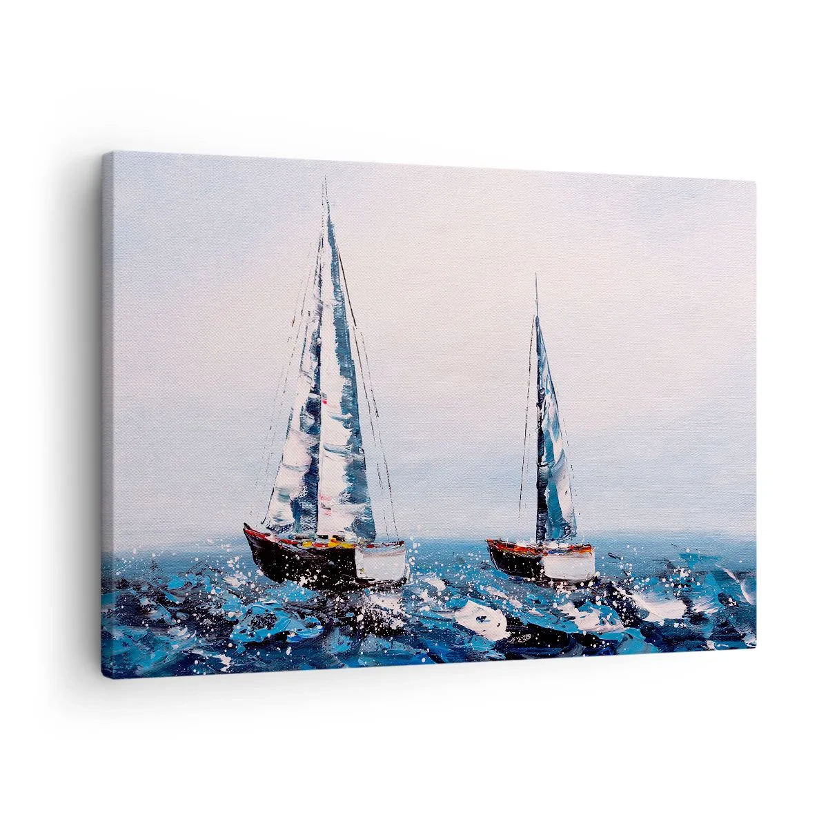Bild auf Leinwand - Leinwandbild - Segelboote auf stürmischer See in malerischer Komposition - 70x50cm - Bruderschaft des Windes - Moderne Wanddekoration für Wohnzimmer und Schlafzimmer ARTTOR