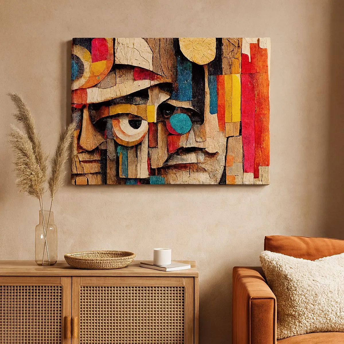 Bild auf Leinwand - Leinwandbild - Abstrakte Gesichter in intensiven Farben - 70x50cm - Ich sehe dich… - Moderne Wanddekoration für Wohnzimmer und Schlafzimmer ARTTOR