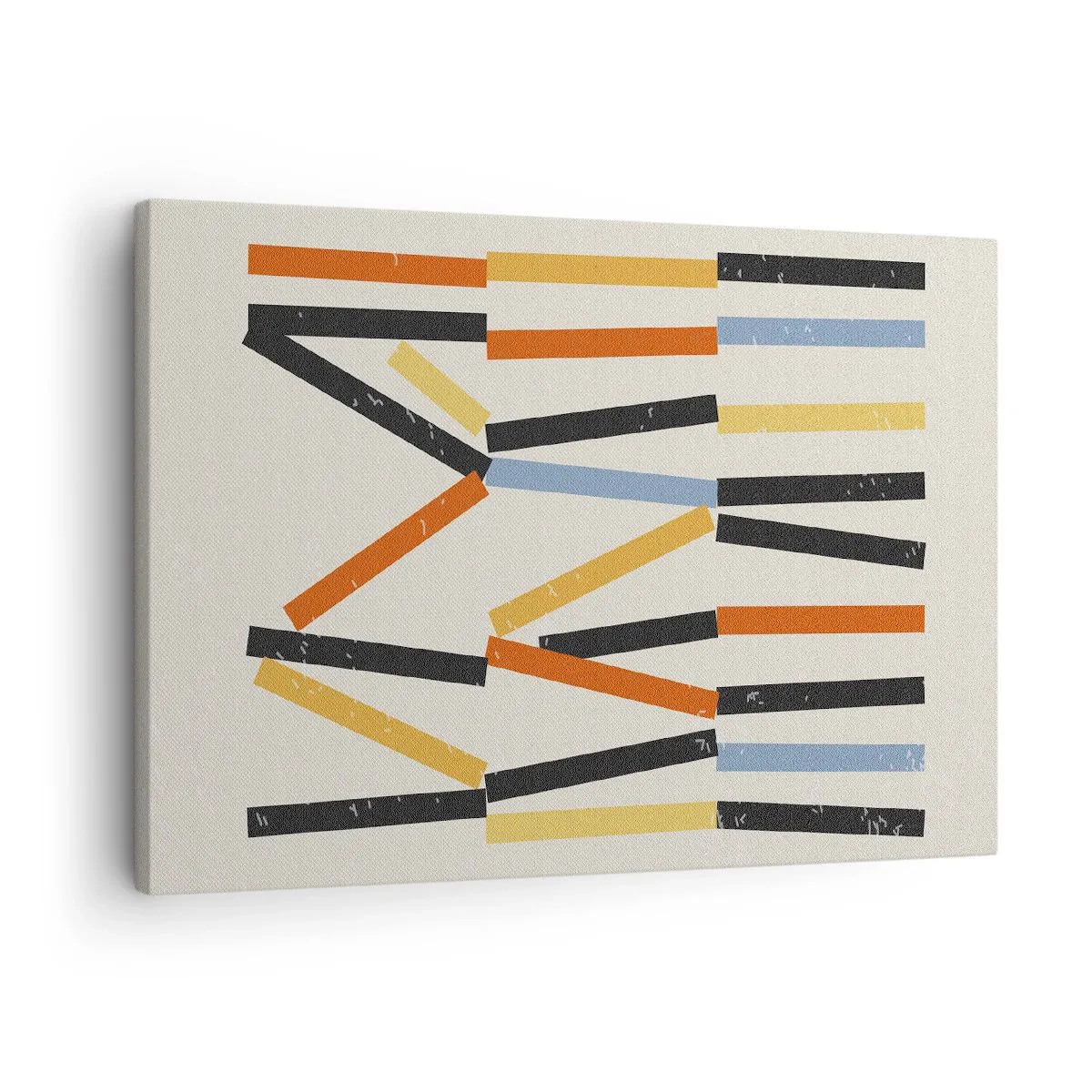 Bild auf Leinwand - Leinwandbild - Abstrakte Komposition mit farbigen und schwarzen Rechtecken in horizontaler Anordnung - 70x50cm - Komposition auf der Ebene - Moderne Wanddekoration für Wohnzimmer und Schlafzimmer ARTTOR