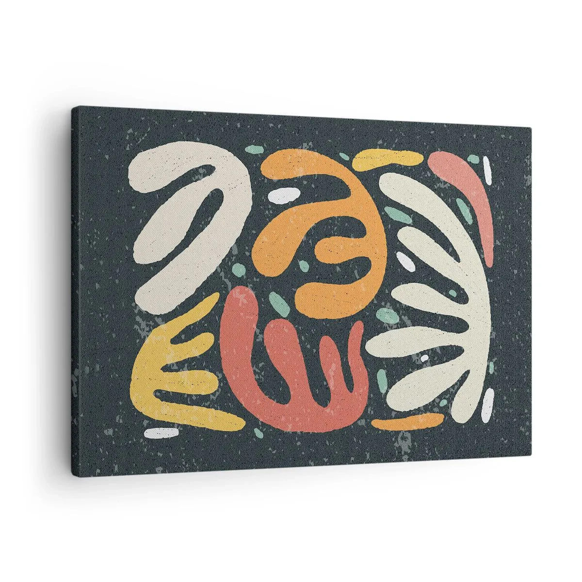 Bild auf Leinwand - Leinwandbild - Abstrakte Formen in warmen Farben auf dunklem Hintergrund - 70x50cm - Komposition – Ich erwische dich gleich - Moderne Wanddekoration für Wohnzimmer und Schlafzimmer ARTTOR