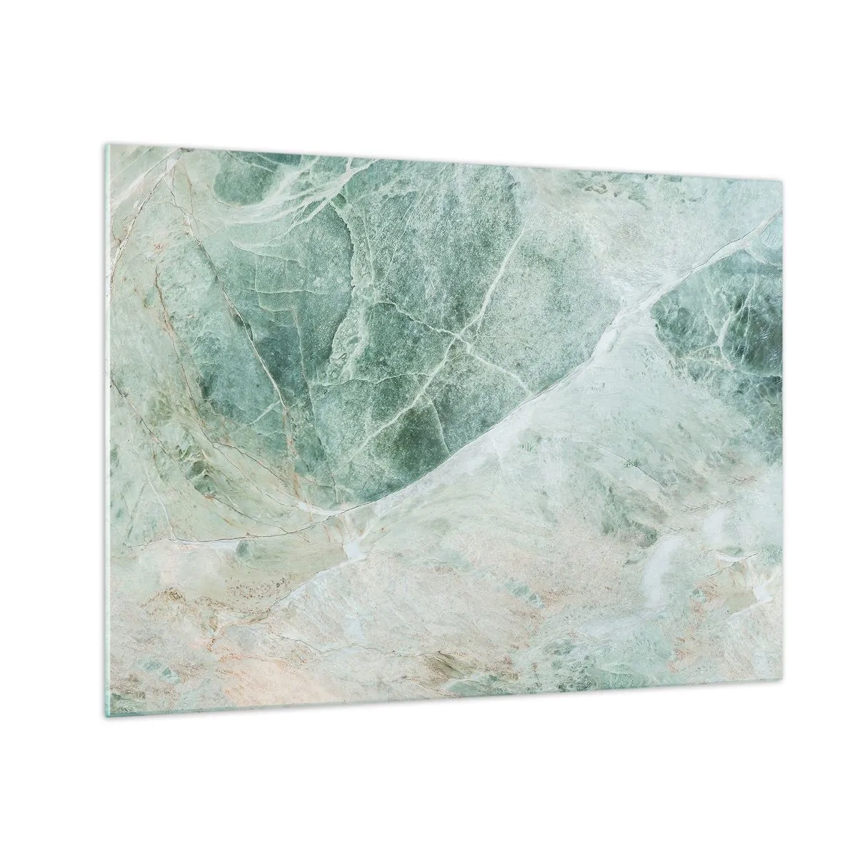 Glasbild - Bild auf glas - Grün-beige Textur, die an Naturstein erinnert - 70x50cm - Edle Kälte des Steins - Moderne Wanddekoration für Wohnzimmer und Schlafzimmer ARTTOR