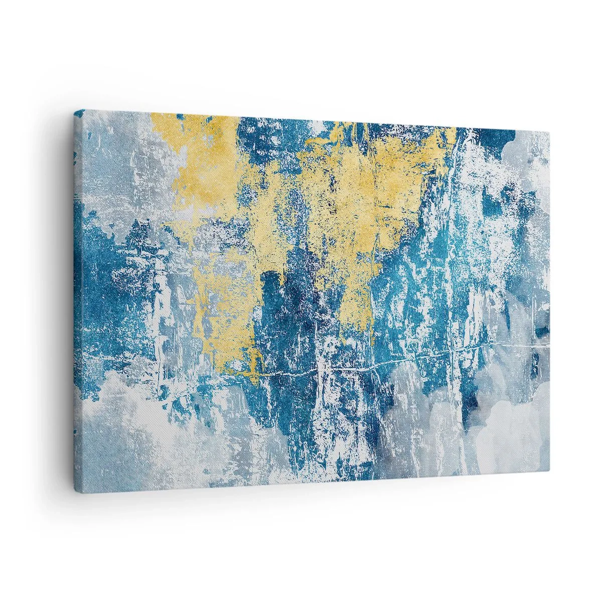 Bild auf Leinwand - Leinwandbild - Abstraktion in Blau- und Gelbtönen - 70x50cm - Abstraktion voller Wetter - Moderne Wanddekoration für Wohnzimmer und Schlafzimmer ARTTOR