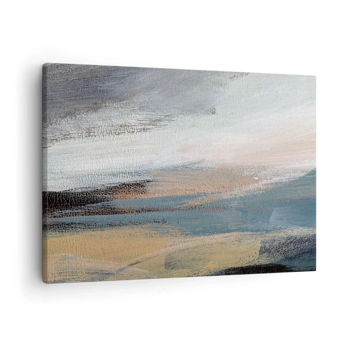 Bild auf Leinwand - Leinwandbild - Abstrakte Landschaft in gedämpften Blau- und Beigetönen - 70x50cm - Abstraktion: nördliche Landschaft - Moderne Wanddekoration für Wohnzimmer und Schlafzimmer ARTTOR