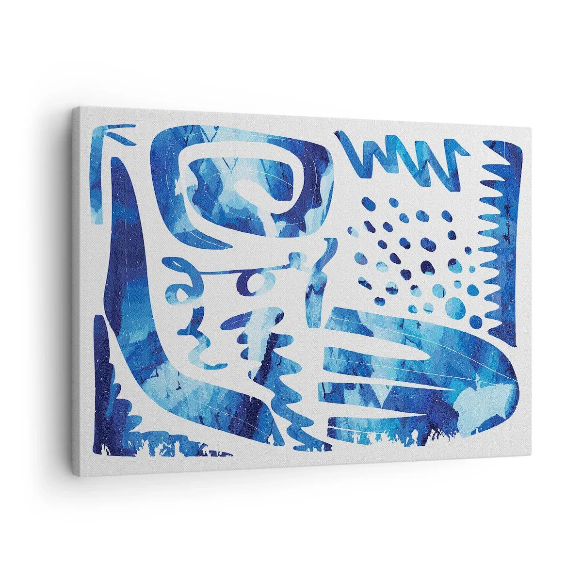 Bild auf Leinwand - Leinwandbild - Abstraktes Muster in Blautönen - 70x50cm - Zurück zu den Wurzeln - Moderne Wanddekoration für Wohnzimmer und Schlafzimmer ARTTOR