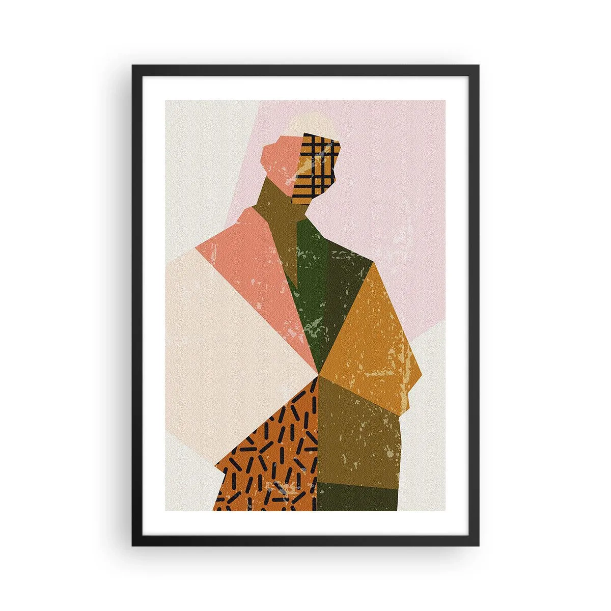 Poster in einem schwarzem Rahmen - Abstrakte Silhouette in geometrischen Formen - 50x70cm - Mensch – ein komplexes Wesen - Moderne Wanddekoration für Wohnzimmer und Schlafzimmer ARTTOR