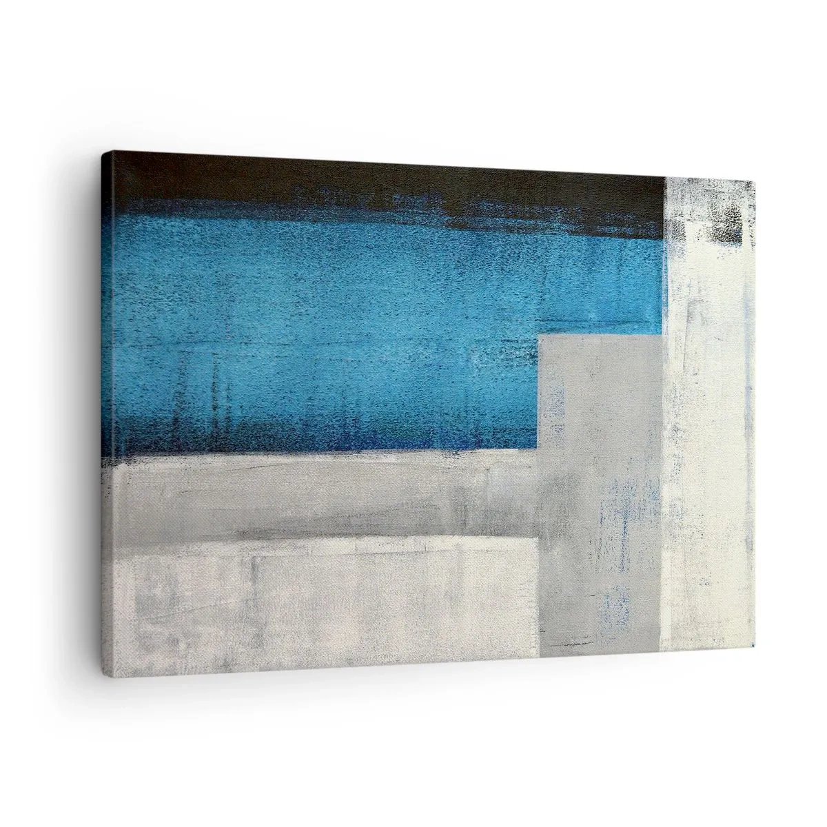 Bild auf Leinwand - Leinwandbild - Eine abstrakte Komposition mit Blau-, Grau- und Weißtönen. - 70x50cm - Poetische Komposition aus Grau und Blau - Moderne Wanddekoration für Wohnzimmer und Schlafzimmer ARTTOR
