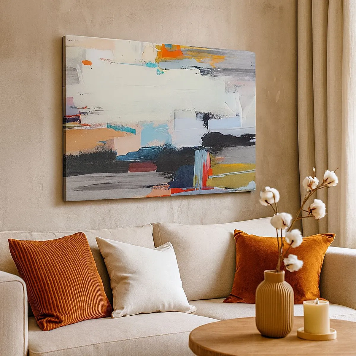 Bild auf Leinwand - Leinwandbild - Farbenfrohe Abstraktion mit dynamischen Pinselstrichen - 70x50cm - Gibt es eine Methode? - Moderne Wanddekoration für Wohnzimmer und Schlafzimmer ARTTOR